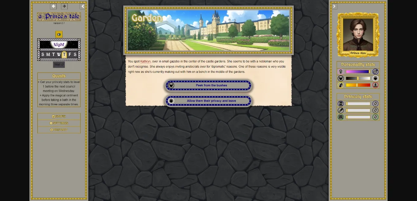 HTML A Prince's Tale [v0.3.0c] [tiny-pastry] | Free Adult Games