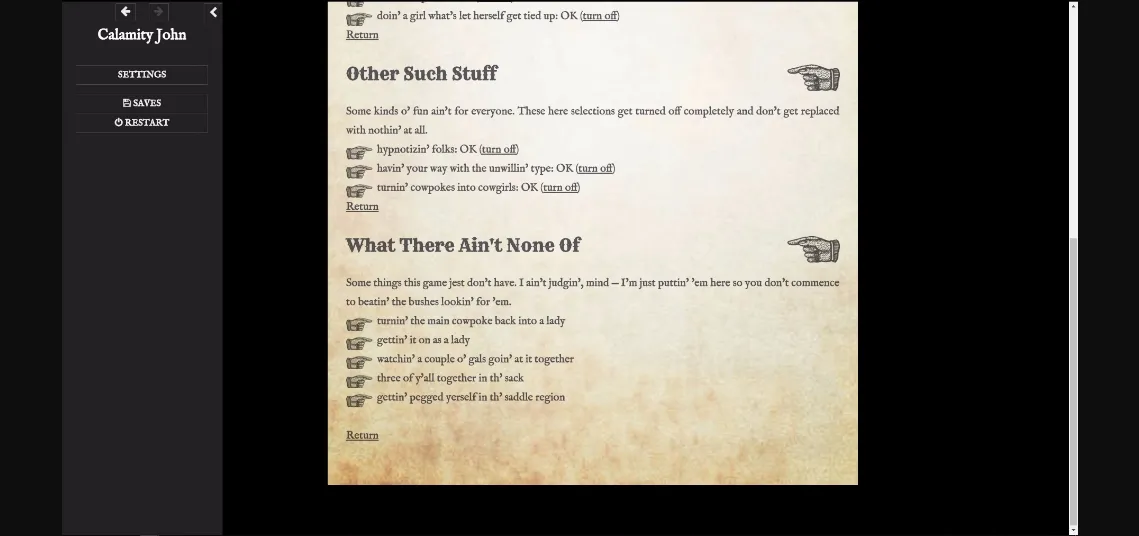 HTML Abandoned Calamity John [v0.47] [Green_Double_Aught] | Free Adult Games