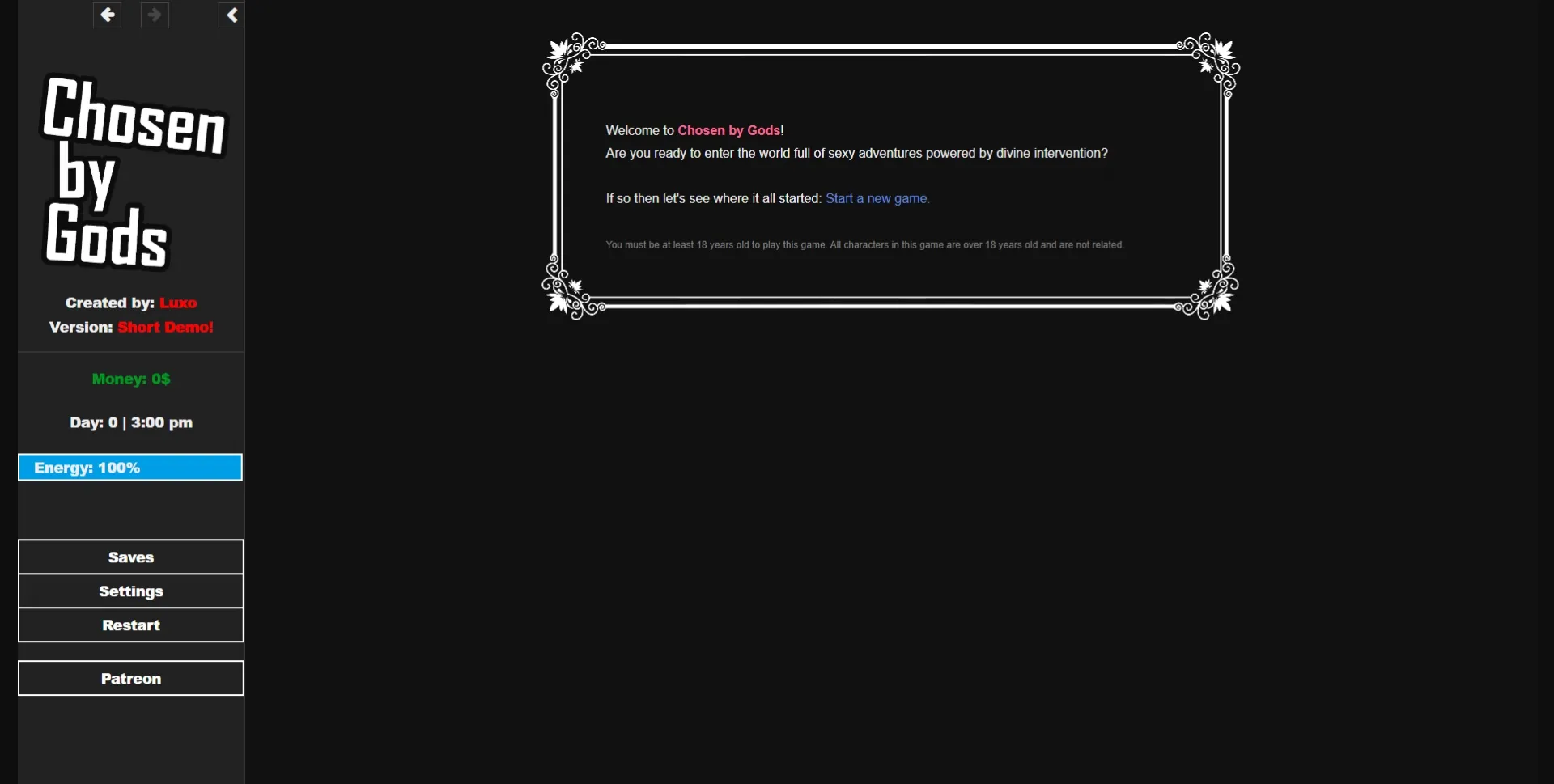 HTML Abandoned Chosen by Gods [v0.5 Alpha] [Luxo] | Free Adult Games