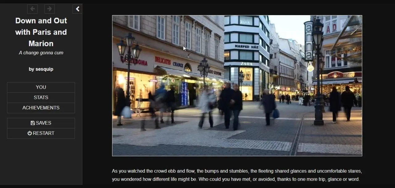 HTML Abandoned Down and Out with Paris and Marion [v0.0.5a] [Sesquip] | Free Adult Games