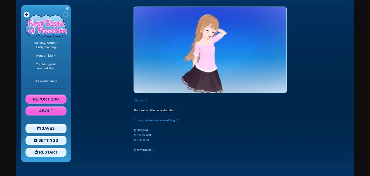 HTML Abandoned First Taste of Freedom [v0.1.0b] [PinkestPetunia] | Free Adult Games