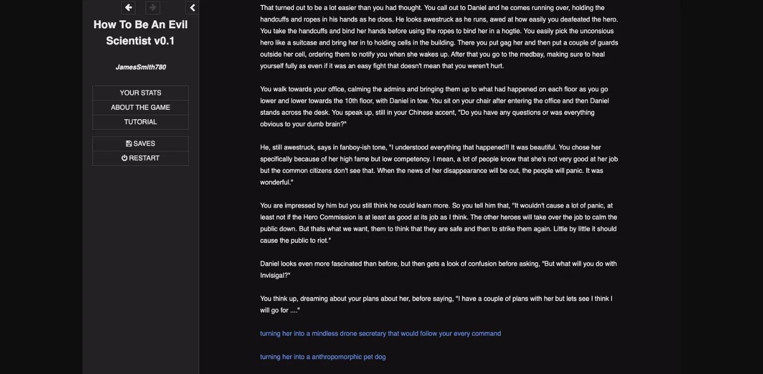 HTML Abandoned How to Be an Evil Scientist [v0.1] [JamesSmith780] | Free Adult Games