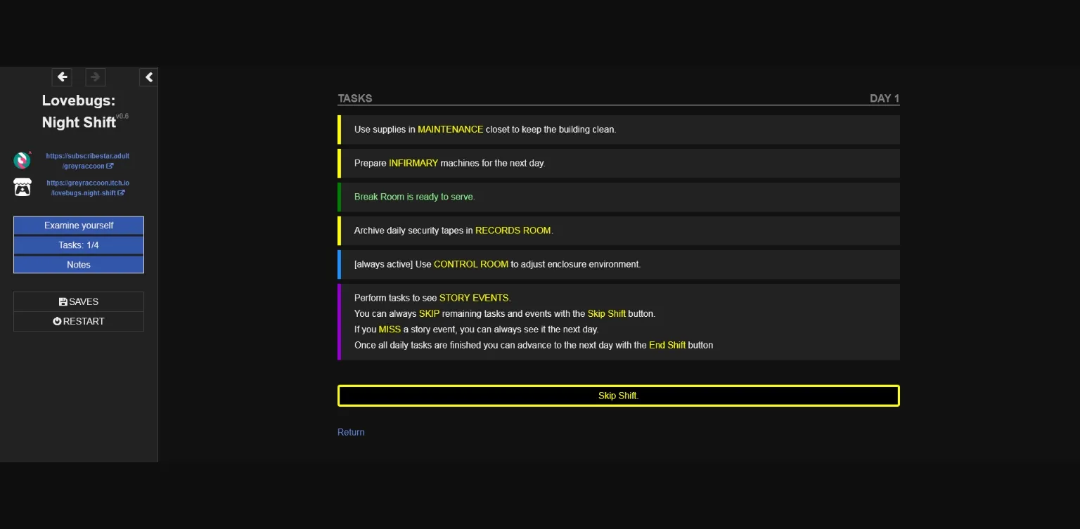 HTML Abandoned Lovebugs  Night Shift [v0.6] [GreyRaccoon] | Free Adult Games