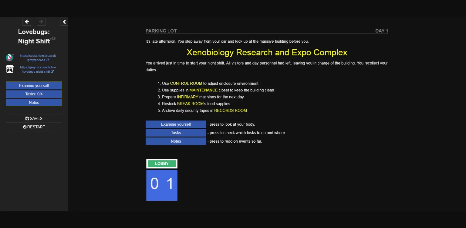 HTML Abandoned Lovebugs  Night Shift [v0.6] [GreyRaccoon] | Free Adult Games
