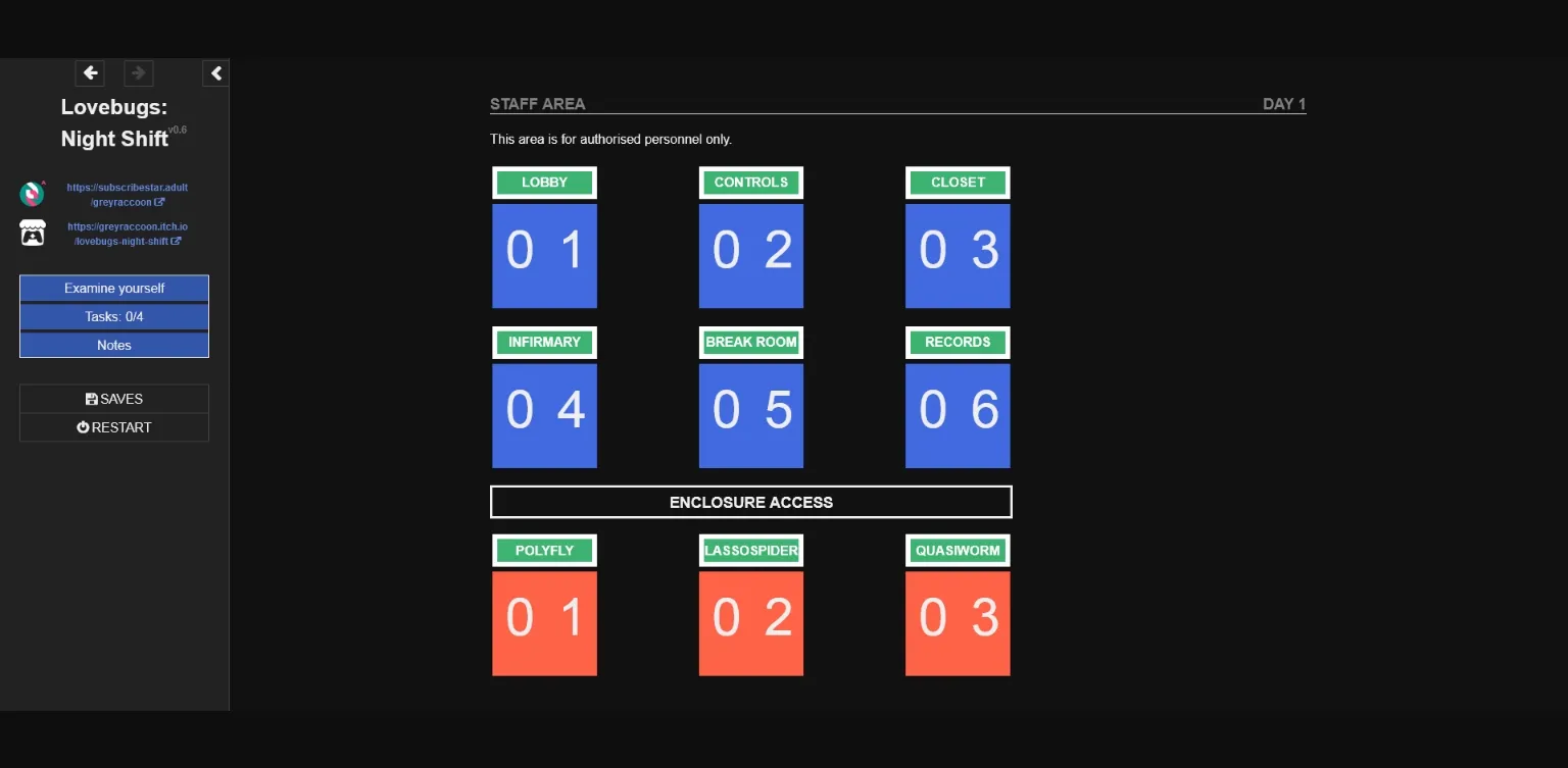 HTML Abandoned Lovebugs  Night Shift [v0.6] [GreyRaccoon] | Free Adult Games