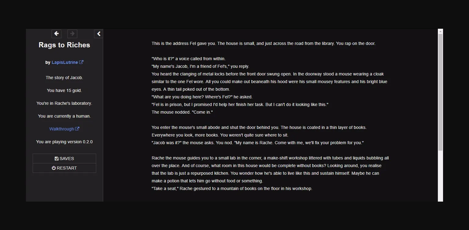 HTML Abandoned Rags to Riches [v0.4.0] [LapisLutrine] | Free Adult Games