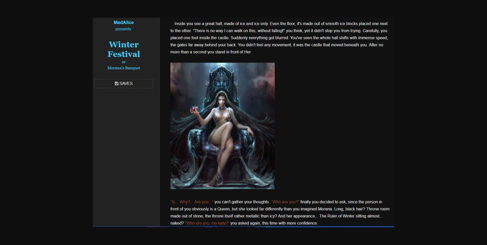 HTML Abandoned Winter Festival or Morana's Banquet [v1.1.0] [By MadAlice] | Free Adult Games