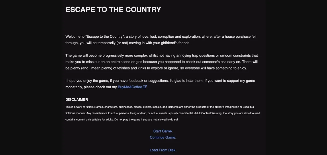 HTML Escape to the Country [Day 1] [TastyGames] | Free Adult Games