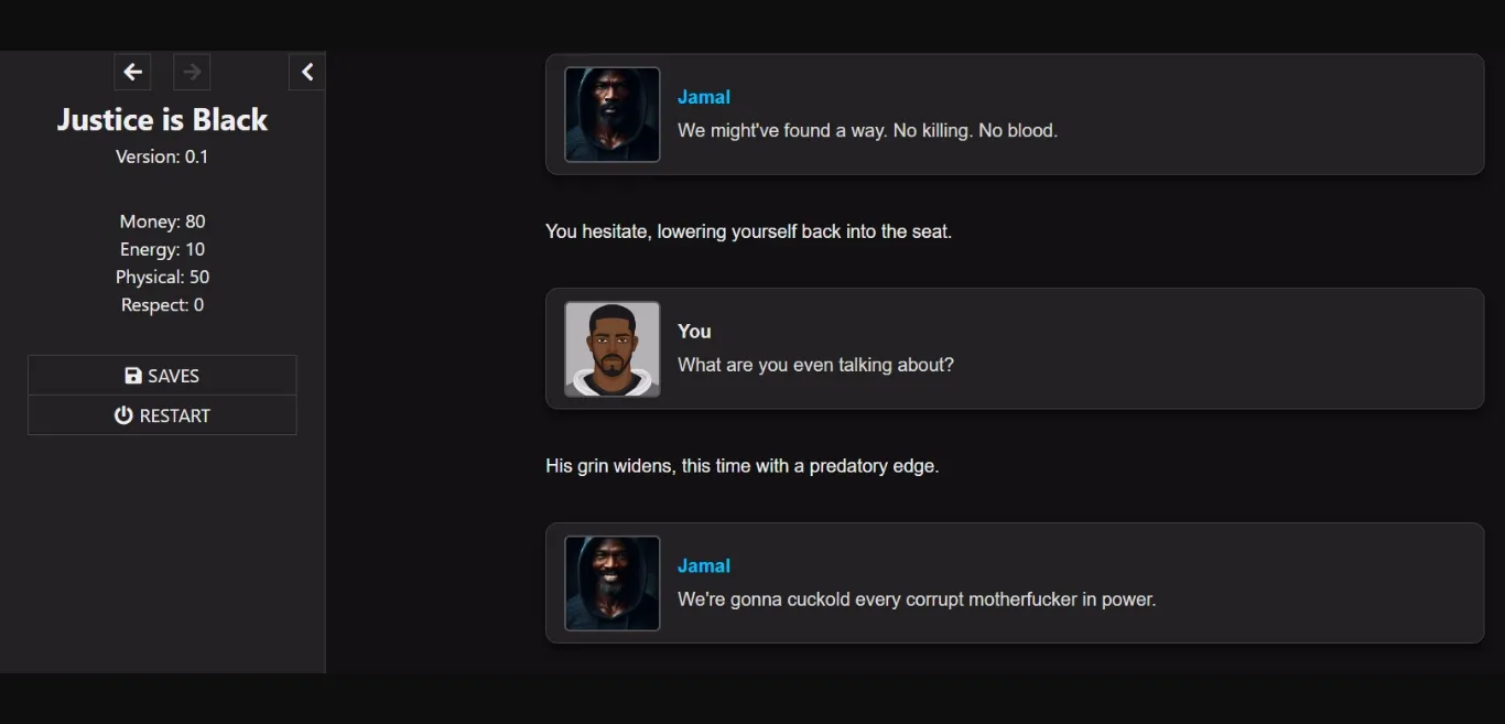 HTML Justice Is Black [v0.2] [TimJRebel] | Free Adult Games