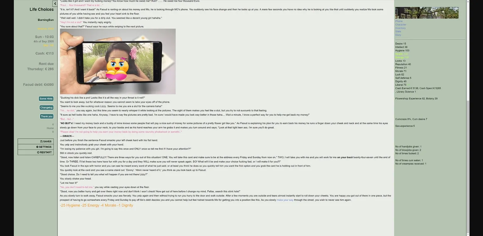 HTML Life Choices [v0.8.8.73] [Burningsun] | Free Adult Games
