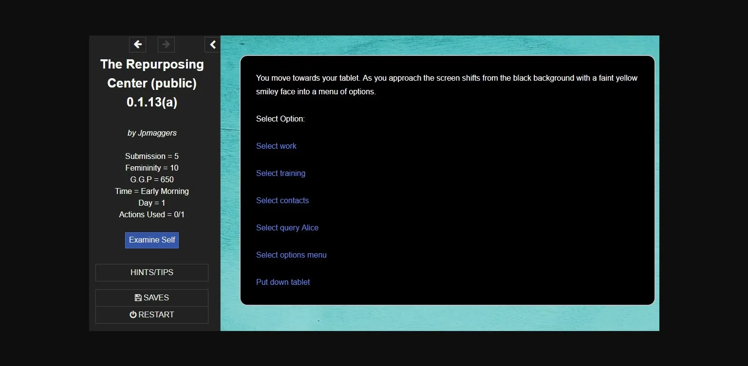 HTML The Repurposing Center [v0.5.23a Public] [Jpmaggers] | Free Adult Games