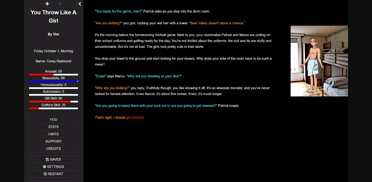 HTML You Throw like a Girl [v1.5.1] [Vim] | Free Adult Games