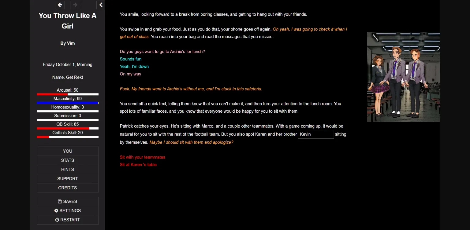 HTML You Throw like a Girl [v1.5.1] [Vim] | Free Adult Games