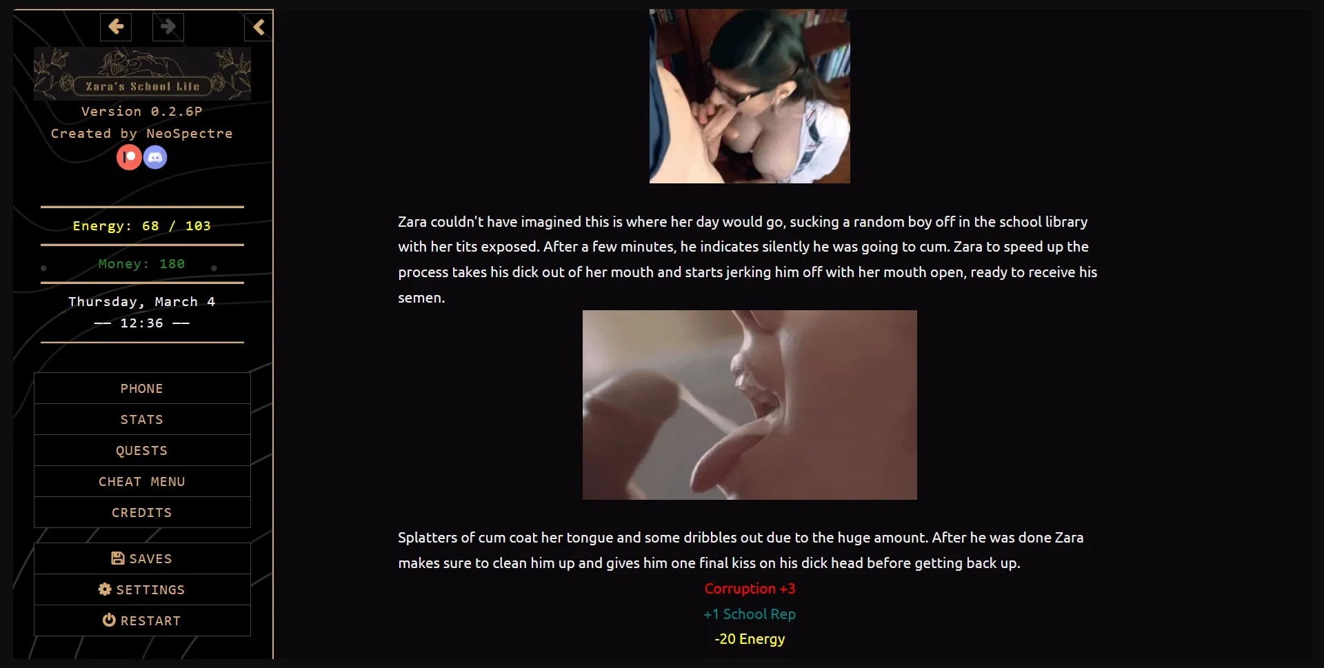 HTML Zara's School Life [v0.96] [NeoSpectre] | Free Adult Games