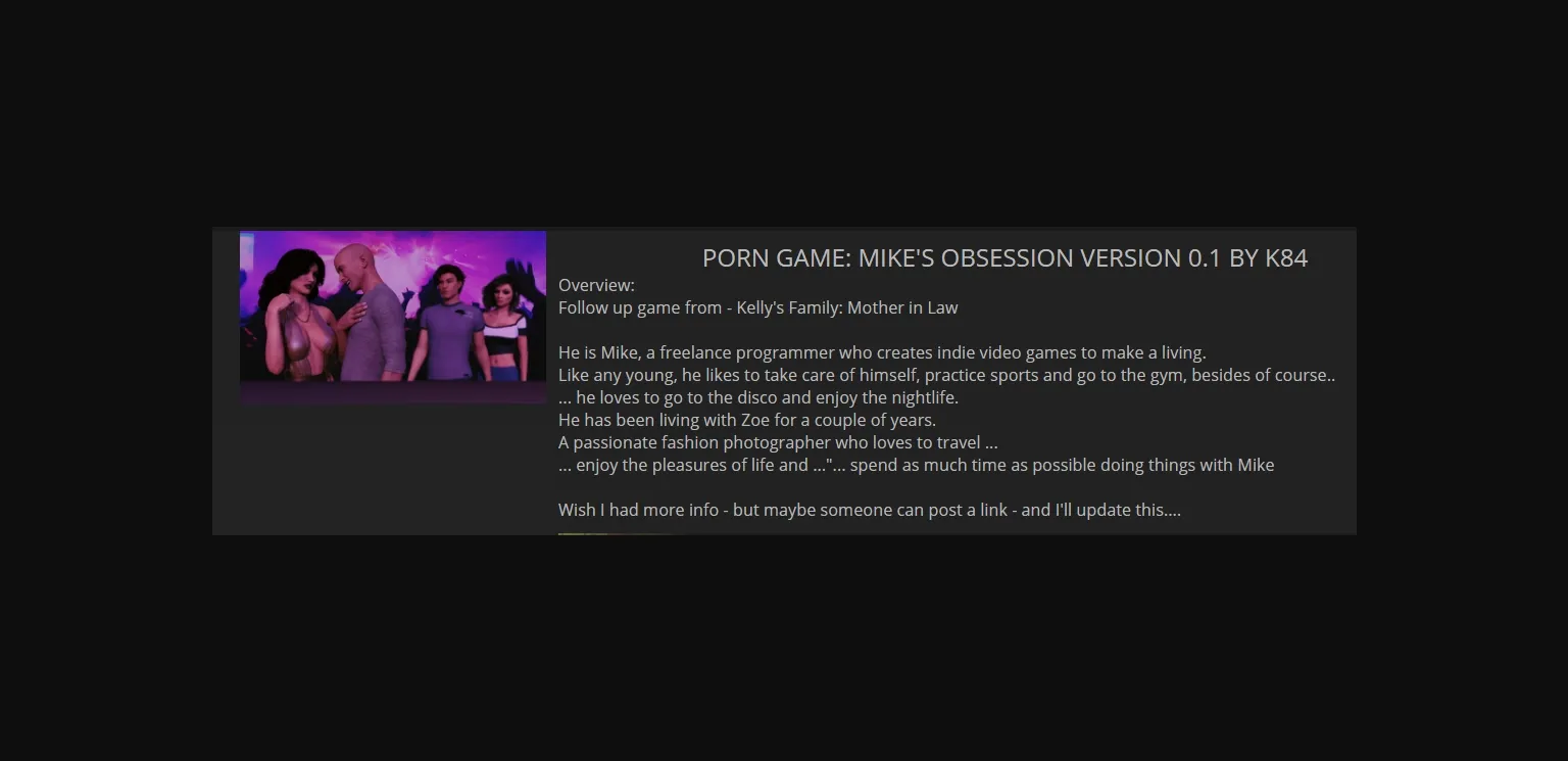 VN Ren'Py Completed Mike's Obsession [K84] | Free Adult Games