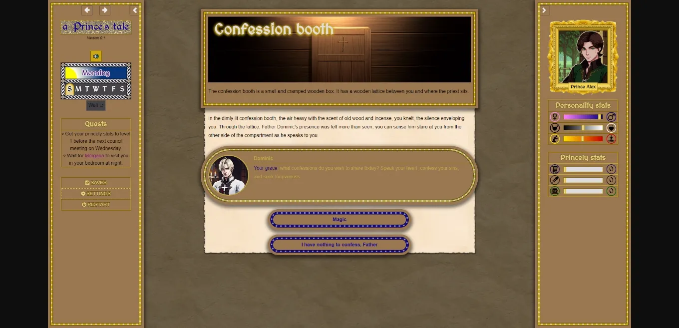 HTML A Prince's Tale [v0.3.0c] [tiny-pastry] | Free Adult Games