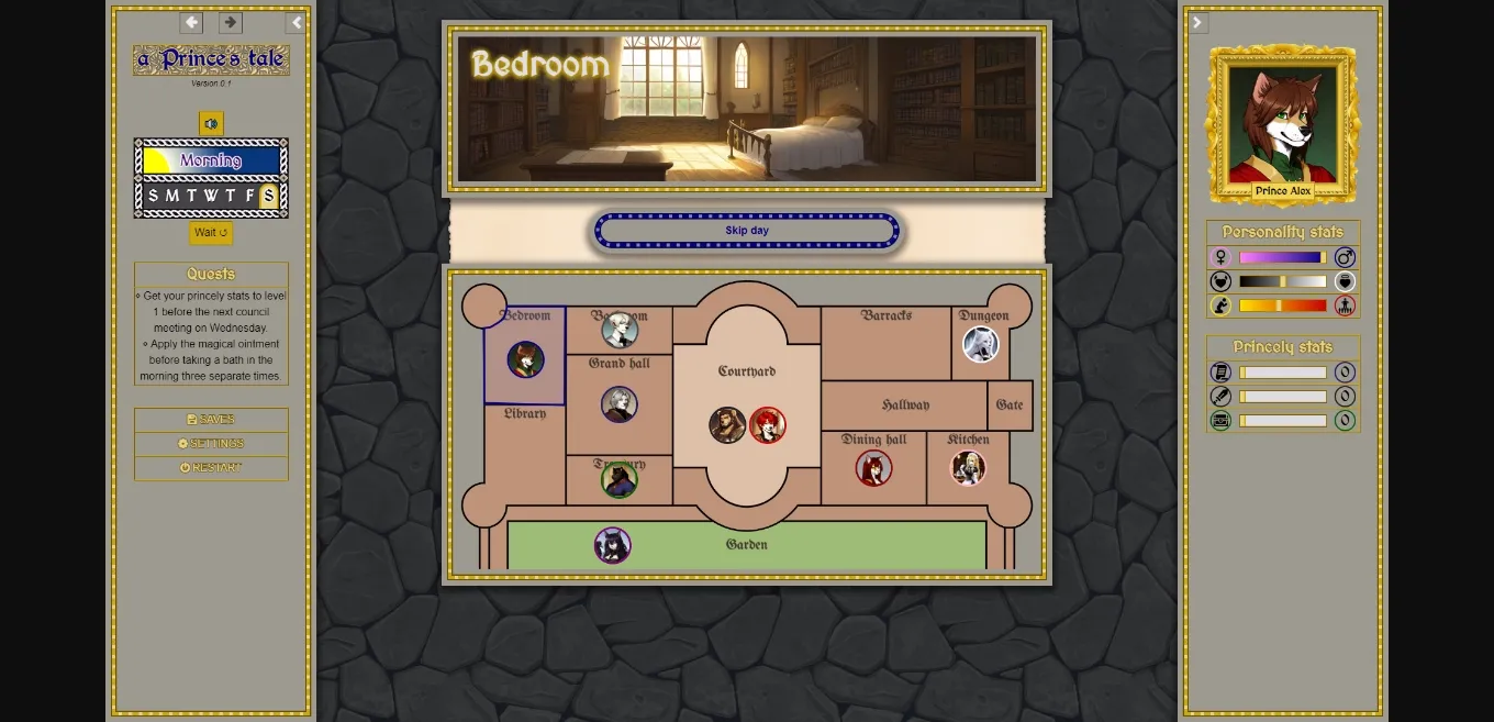 HTML A Prince's Tale [v0.3.0c] [tiny-pastry] | Free Adult Games