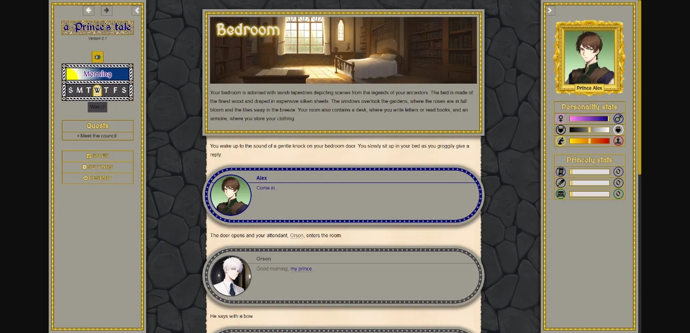 HTML A Prince's Tale [v0.3.0c] [tiny-pastry] | Free Adult Games