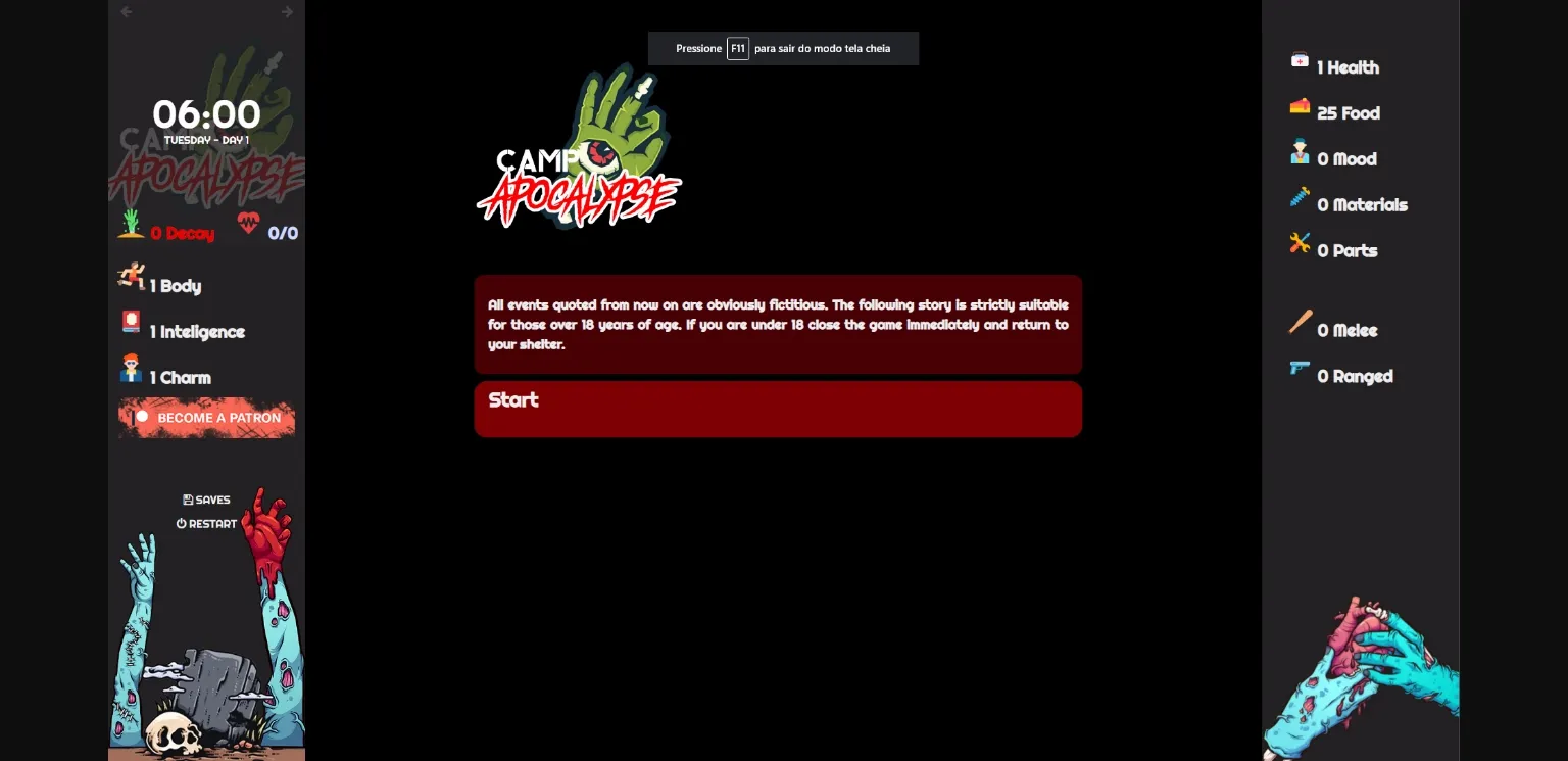 HTML Abandoned Camp Apocalypse [v0.0.4 Bugfix] [StudioUmbra] | Free Adult Games