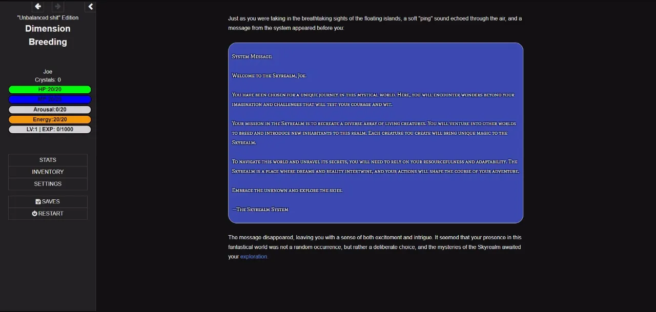 HTML Abandoned Dimension Breeding [v0.0.1] [SomeSneakyDev] | Free Adult Games