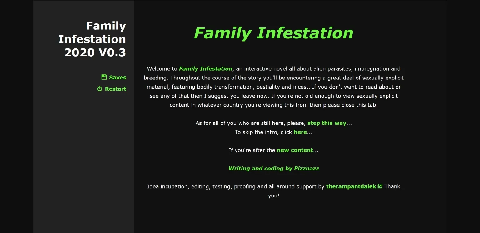 HTML Abandoned Family Infestation [v0.3.4] [Pizznazz] | Free Adult Games