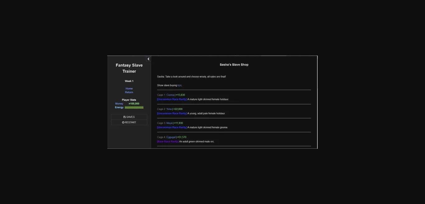 HTML Abandoned Fantasy Slave Trainer [v0.5.16.0] [Onerglossi] | Free Adult Games