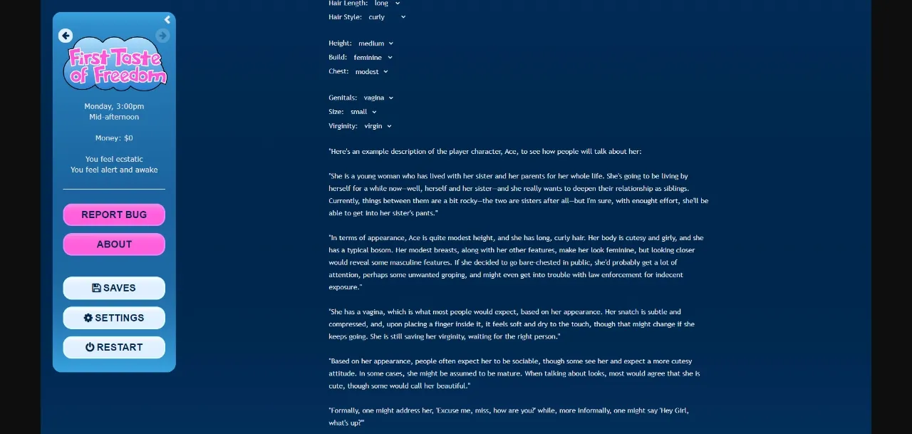 HTML Abandoned First Taste of Freedom [v0.1.0b] [PinkestPetunia] | Free Adult Games