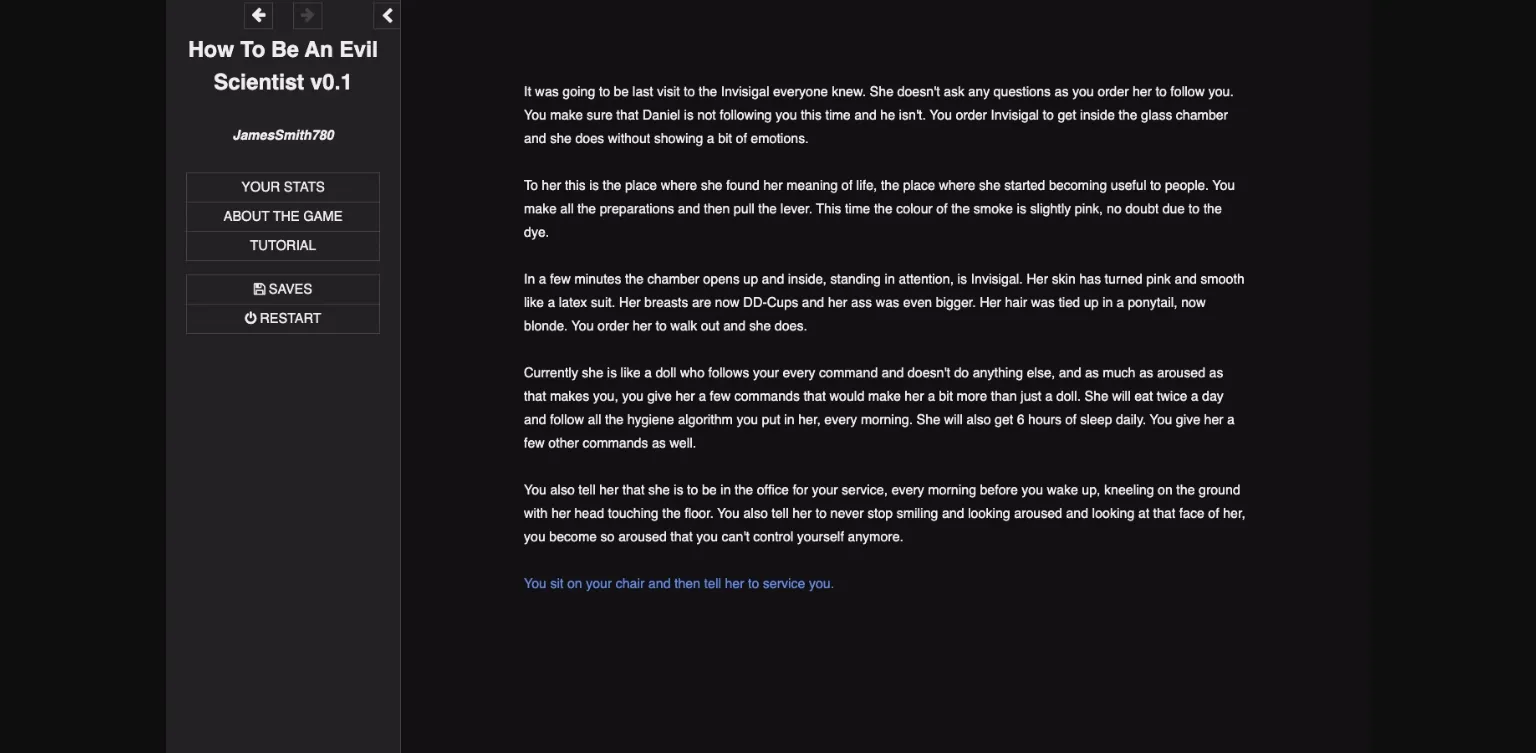 HTML Abandoned How to Be an Evil Scientist [v0.1] [JamesSmith780] | Free Adult Games