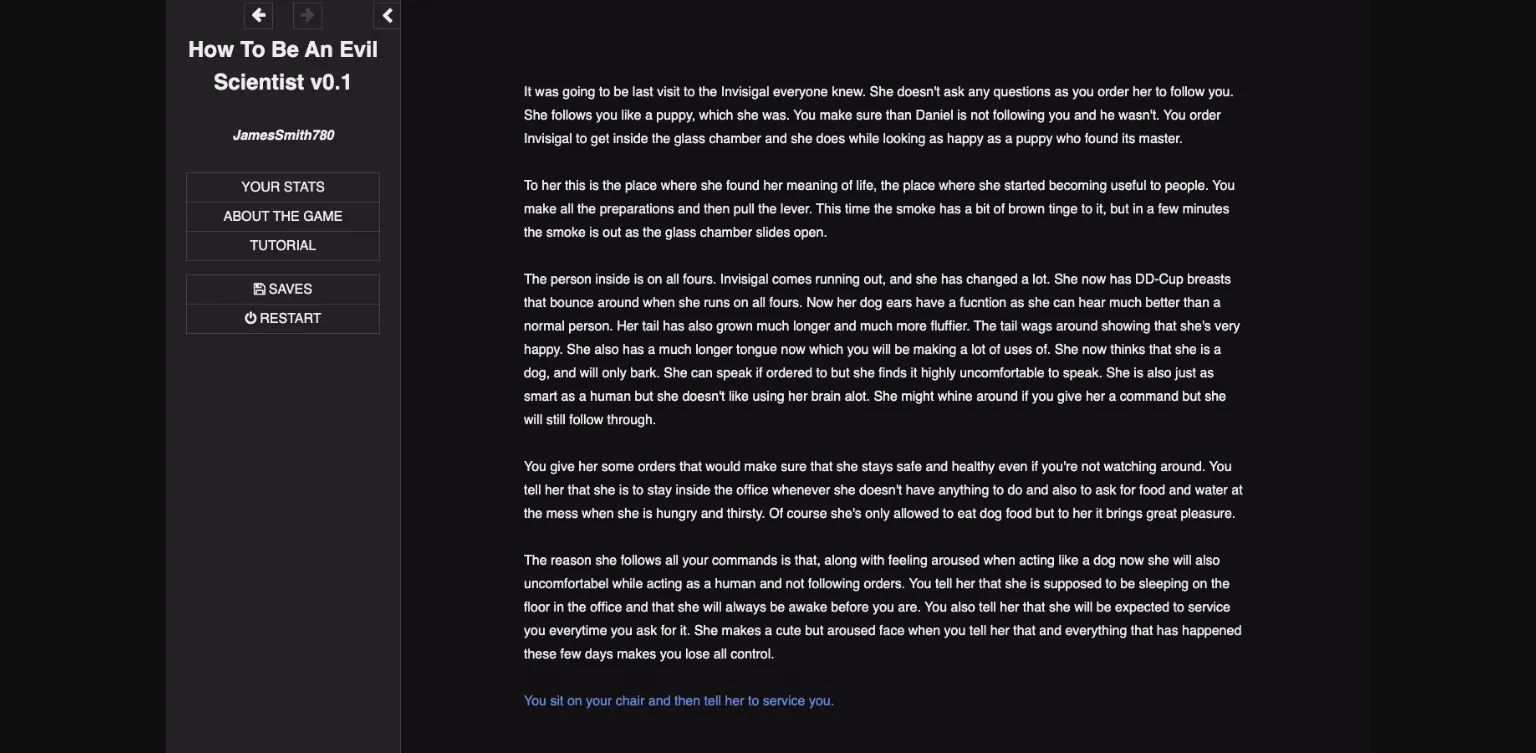 HTML Abandoned How to Be an Evil Scientist [v0.1] [JamesSmith780] | Free Adult Games