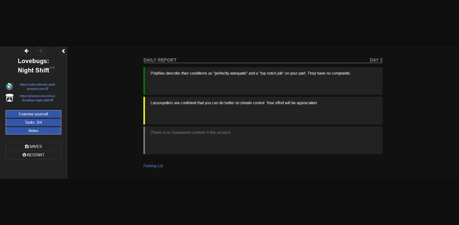 HTML Abandoned Lovebugs  Night Shift [v0.6] [GreyRaccoon] | Free Adult Games
