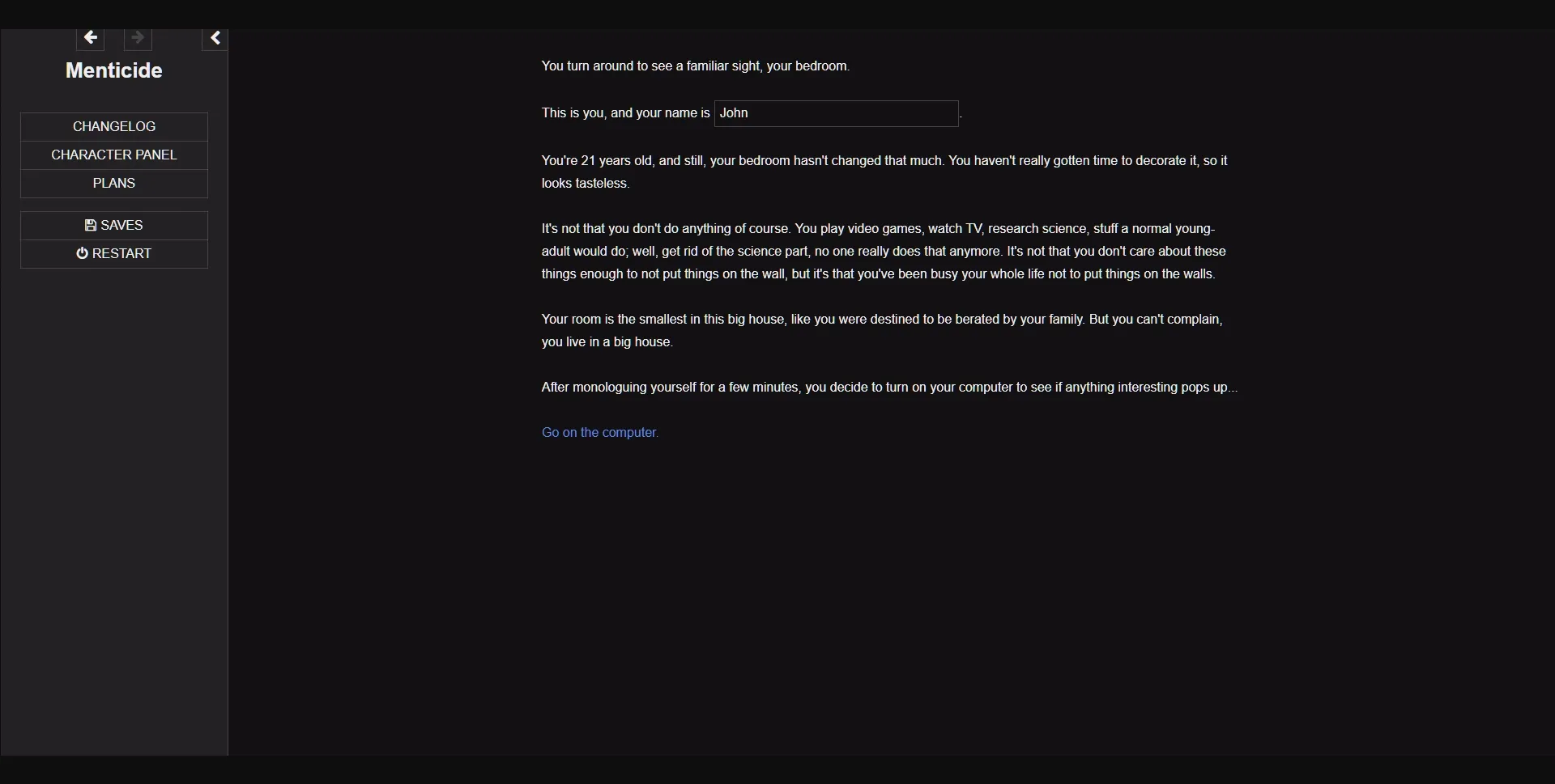 HTML Abandoned Menticide [v0.01] [Nathan173] | Free Adult Games