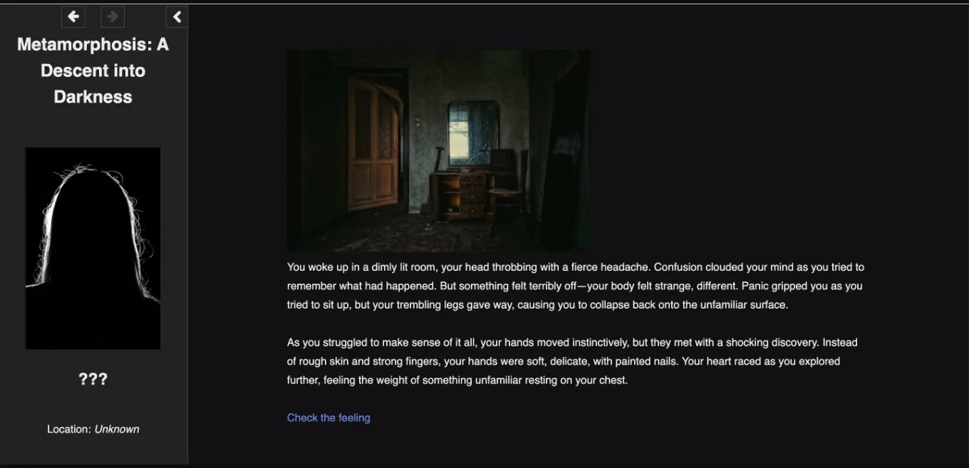 HTML Abandoned Metamorphosis  A Descent into Darkness [v0.3.0] [jalba] | Free Adult Games