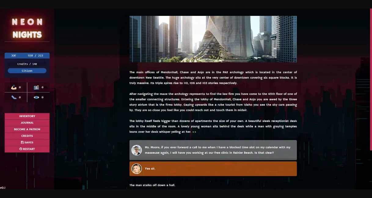 HTML Abandoned Neon Nights [v0.1] [murkwood] | Free Adult Games