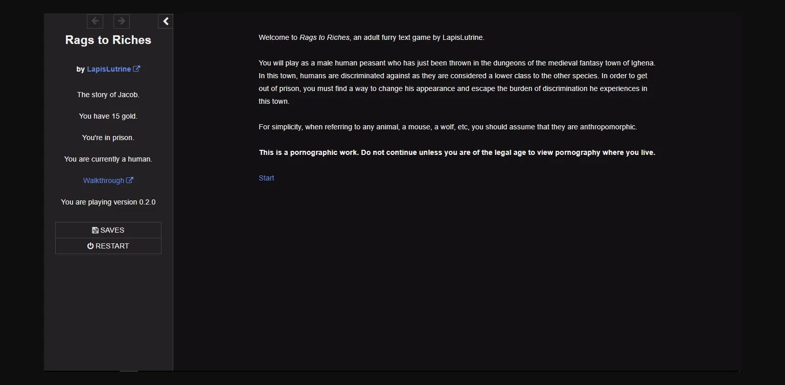 HTML Abandoned Rags to Riches [v0.4.0] [LapisLutrine] | Free Adult Games