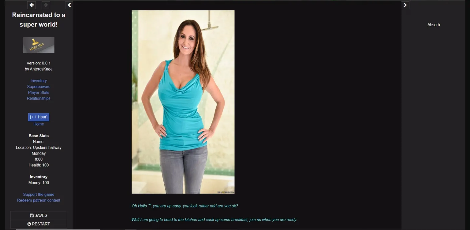 HTML Abandoned Reincarnated to a Super World [v0.0.2] [AnterosKage] | Free Adult Games