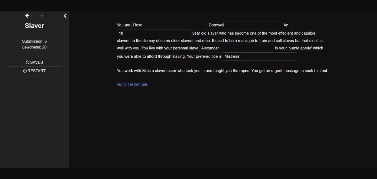 HTML Abandoned Slaver [v0.1] [meesteres] | Free Adult Games