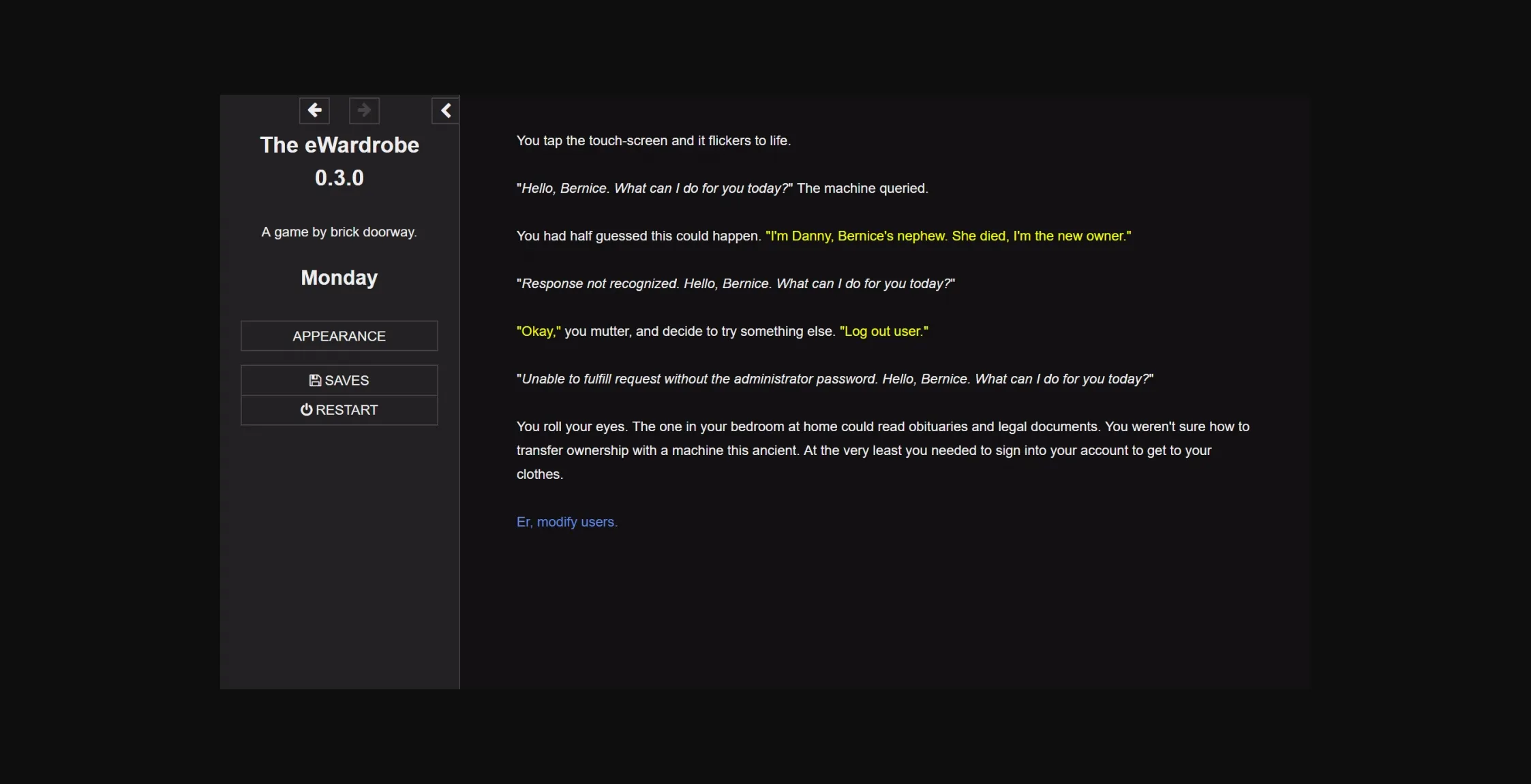 HTML Abandoned The eWardrobe [v0.6.4] [brickdoorway] | Free Adult Games