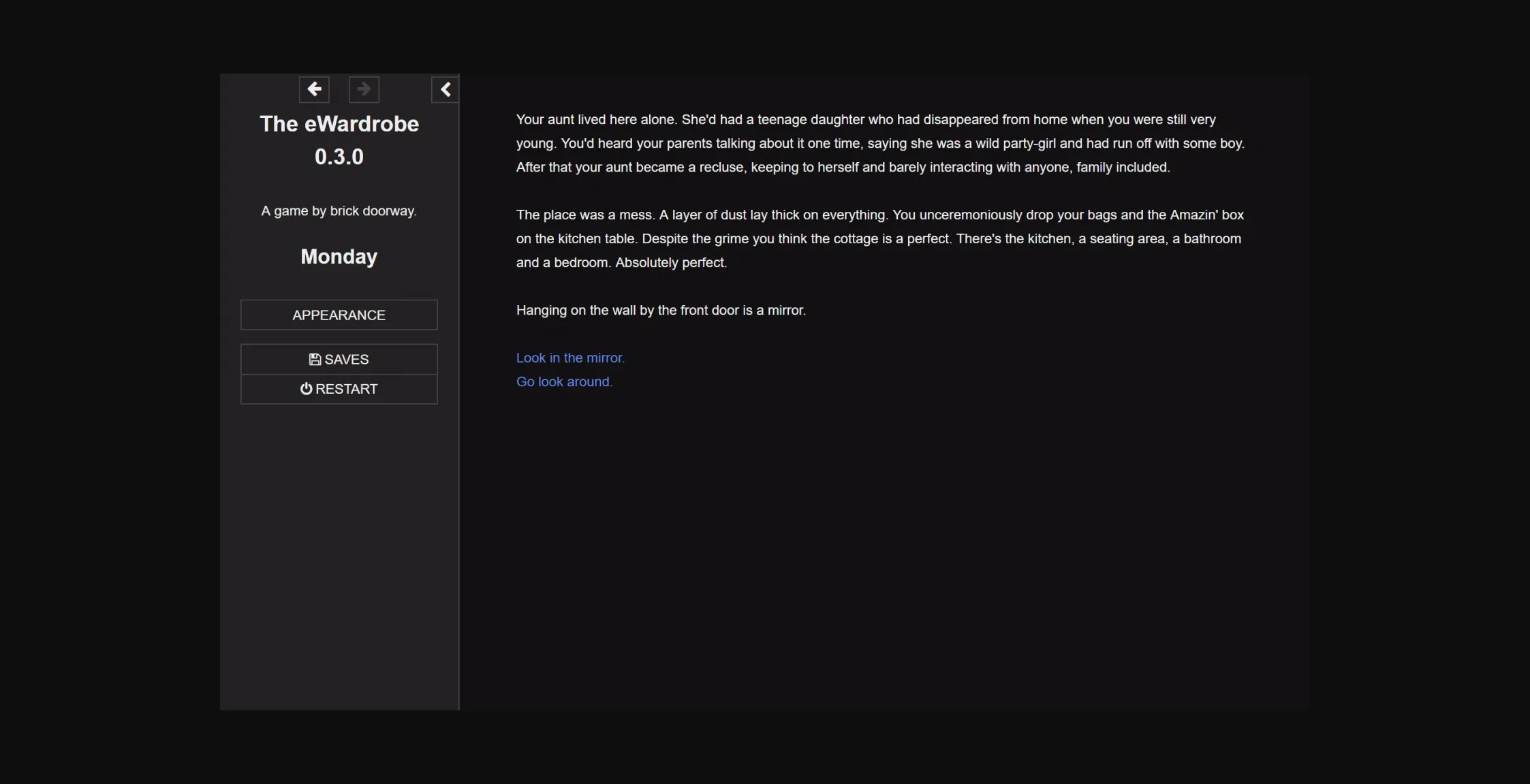 HTML Abandoned The eWardrobe [v0.6.4] [brickdoorway] | Free Adult Games