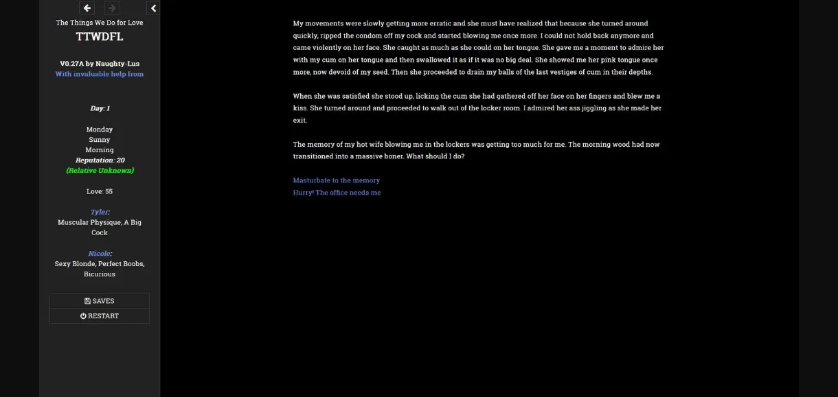 HTML Abandoned The Things We Do For Love [v0.27a] [Naughty-Lus] | Free Adult Games