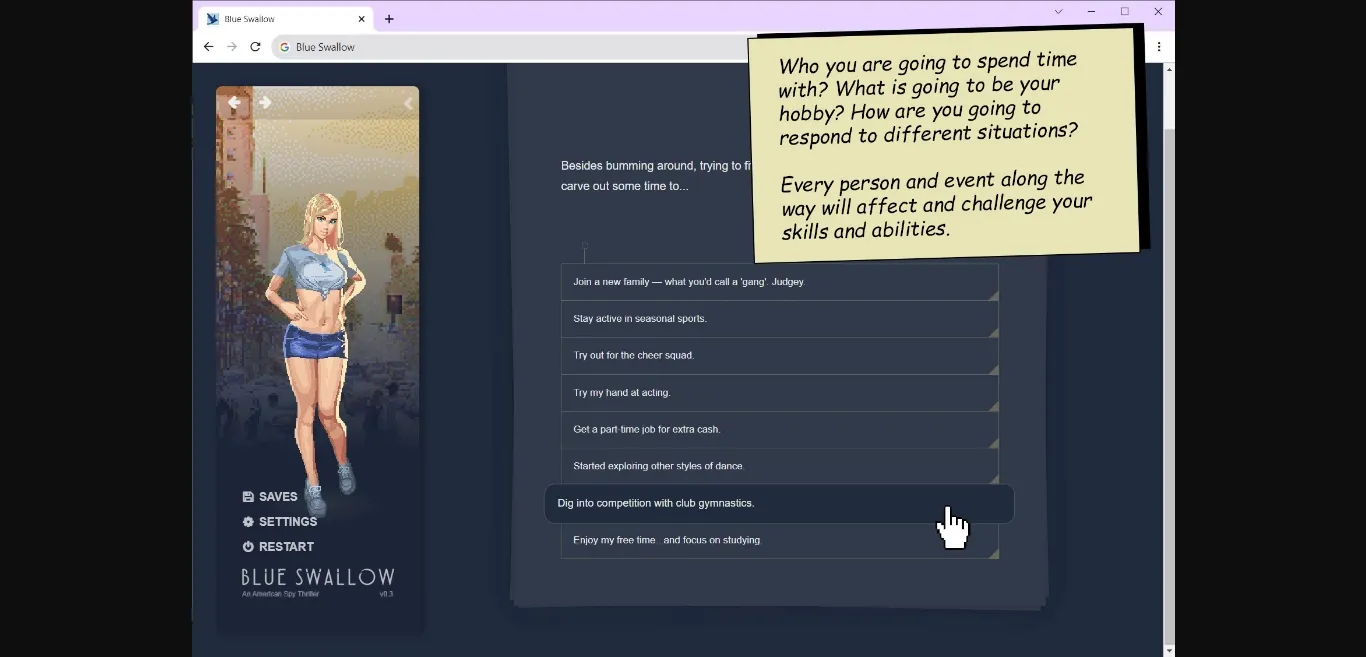 HTML Blue Swallow [v0.9.1.1] [Blue Swallow] | Free Adult Games