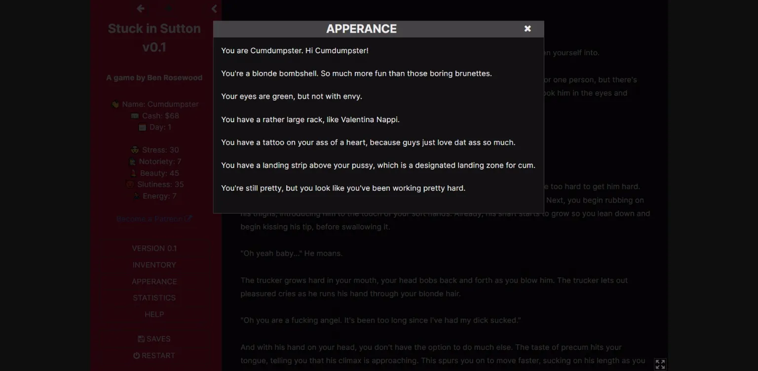 HTML Completed Stuck in Sutton [v1.1c] [Ben Rosewood] | Free Adult Games