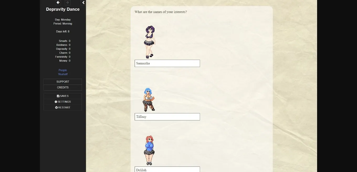 HTML Depravity Dance [v0.0.1] [ScandalousSheep] | Free Adult Games