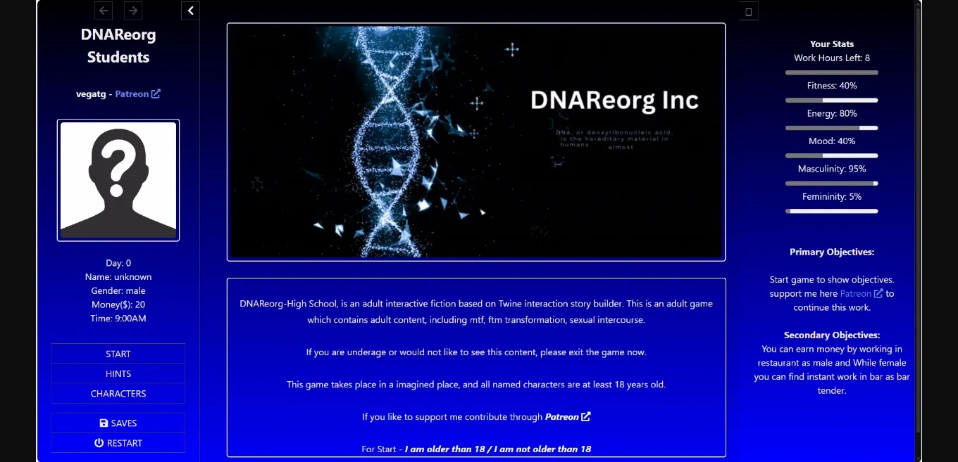 HTML DNAReorg Students [v0.0.5a] [Vega TG] | Free Adult Games